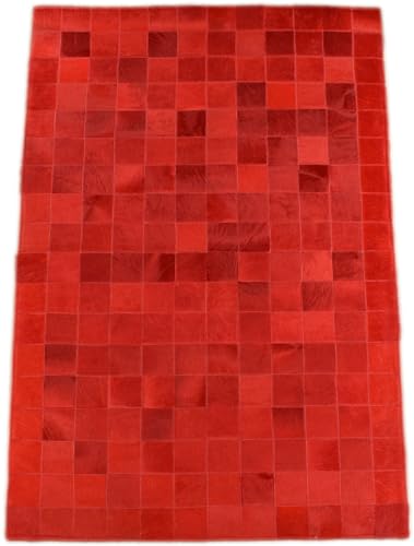 generisch KUHFELL Teppich ROT Patchwork CA. 120 x 180 cm Fell Teppich AUS BRASILIEN VON KUHFELLE online von generisch