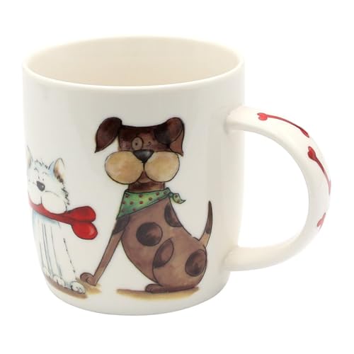 Generisch Kaffeebecher Kaffeetasse aus Porzellan - Motiv: Hunde - Größe H/Ø: 9 x 8 cm, Fassungsvermögen 300ml, spülmaschinengeeignet von Generisch