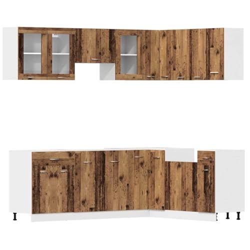 Generisch Kangmusi 11-TLG. Küchenschrank-Set Altholz- Holzwerkstoff, 3328575 von Generisch