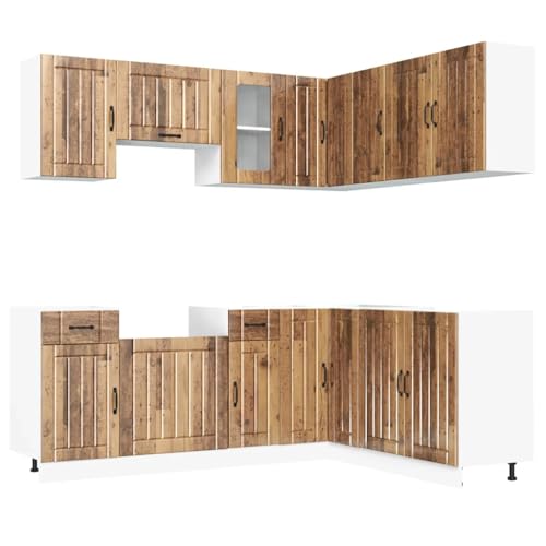 Generisch Kangmusi 11-TLG. Küchenschrank-Set Kalmar Altholz- Holzwerkstoff, 3314949 von Generisch