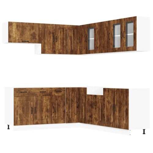 Generisch Kangmusi 11-TLG. Küchenschrank-Set Kalmar Räuchereiche Holzwerkstoff, 3314916 von Generisch