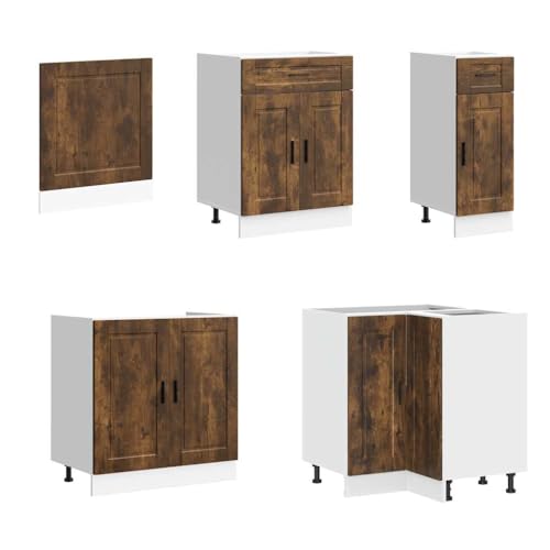 Generisch Kangmusi 11-TLG. Küchenschrank-Set Porto Räuchereiche Holzwerkstoff, 3314906 von Generisch