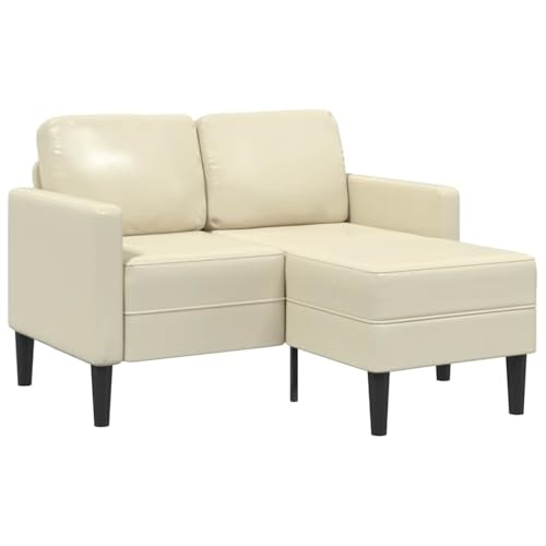 Generisch Kangmusi 2-Sitzer-Sofa mit Chaiselongue L-Form Creme 125 cm Kunstleder, Creme 4107084 von Generisch
