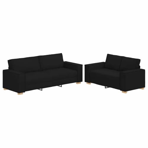 Generisch Kangmusi 2-TLG. Sofagarnitur mit Kissen Schwarz Stoff, Schwarz 3324693 von Generisch