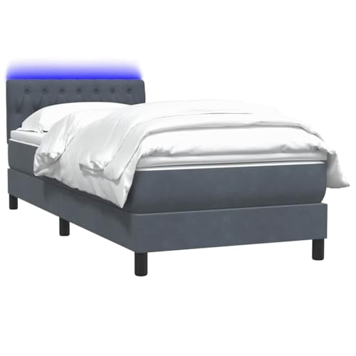 Generisch Kangmusi Boxspringbett mit Matratze Dunkelgrau 90x220 cm Samt, Grau 3317200 von Generisch