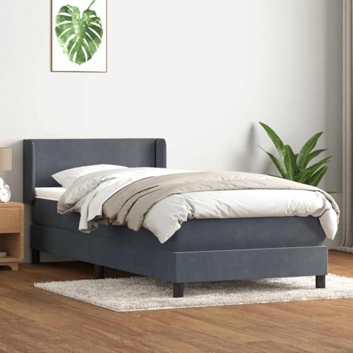 Generisch Kangmusi Boxspringbett mit Matratze Dunkelgrau 90x220 cm Samt, Grau 3317974 von Generisch