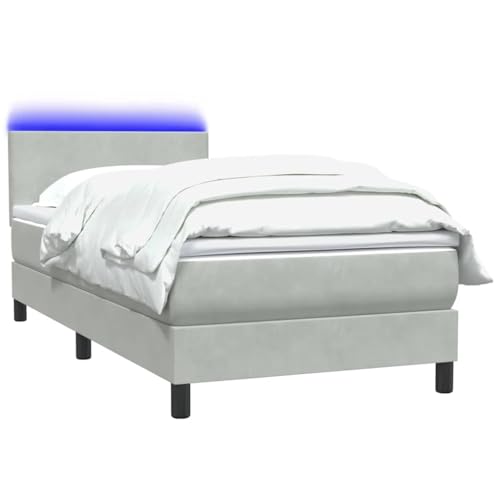 Generisch Kangmusi Boxspringbett mit Matratze Hellgrau 90x220 cm Samt, Grau 3316719 von Generisch