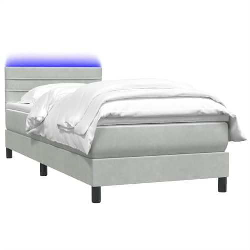 Generisch Kangmusi Boxspringbett mit Matratze Hellgrau 90x220 cm Samt, Grau 3317007 von Generisch