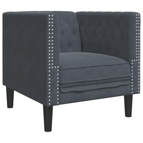Generisch Kangmusi Chesterfield-Sessel Dunkelgrau Samt, Grau 372674 von Generisch