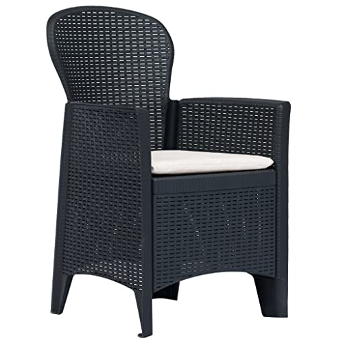 Generisch Kangmusi Gartenstühle 2 STK. mit Kissen Anthrazit Kunststoff Rattan-, Anthrazit 45599 von Generisch