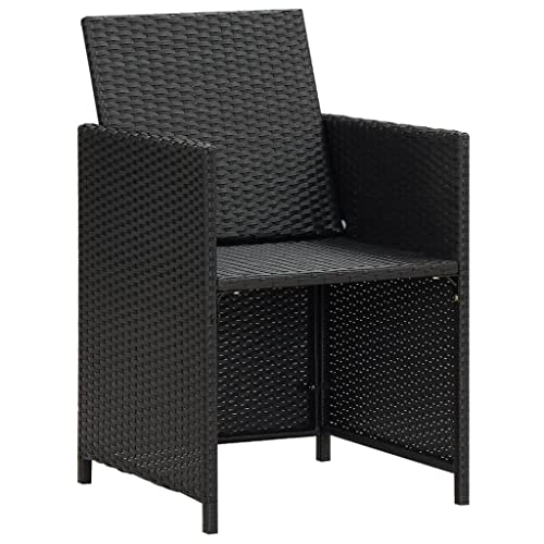 Generisch Kangmusi Gartenstühle 2 STK. mit Polstern und Kissen Poly Rattan Schwarz, Schwarz 42559 von Generisch