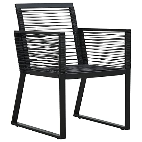 Generisch Kangmusi Gartenstühle 4 STK. Seil Rattan Schwarz, Schwarz 312160 von Generisch