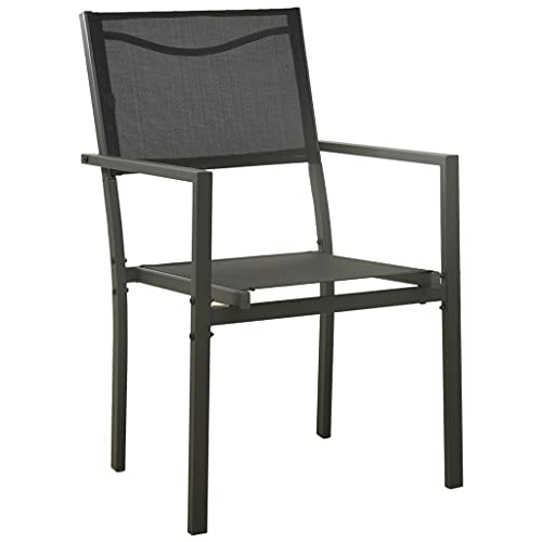 Generisch Kangmusi Gartenstühle 4 STK. Textilene und Stahl Schwarz und Anthrazit, Schwarz 313078 von Generisch