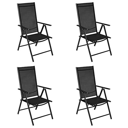 Generisch Kangmusi Gartenstühle Klappbar 4 STK. Aluminium und Textilene Schwarz, Schwarz 41731 von Generisch
