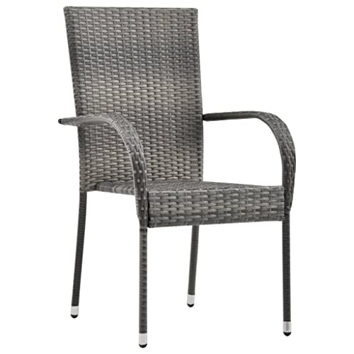 Generisch Kangmusi Gartenstühle Stapelbar 6 STK. Grau Poly Rattan, Grau 310088 von Generisch