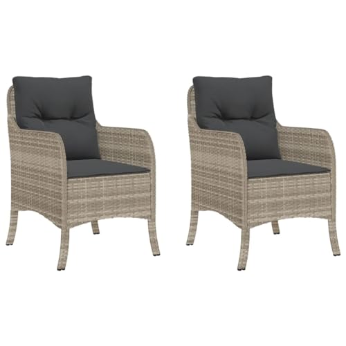Generisch Kangmusi Gartenstühle mit Kissen 2 STK. Hellgrau Poly Rattan, Grau 365150 von Generisch