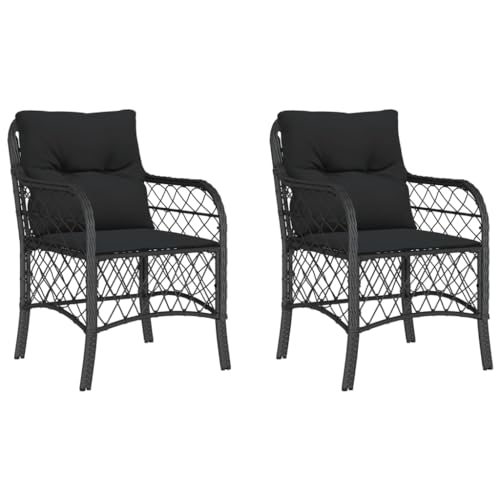Generisch Kangmusi Gartenstühle mit Kissen 2 STK. Schwarz Poly Rattan, Schwarz 365153 von Generisch