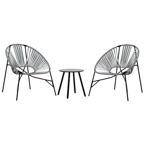 Generisch Kangmusi Gartenstuhl-Set 3-TLG. Schwarz und Hellgrau Poly Rattan, Grau 4009294 von Generisch
