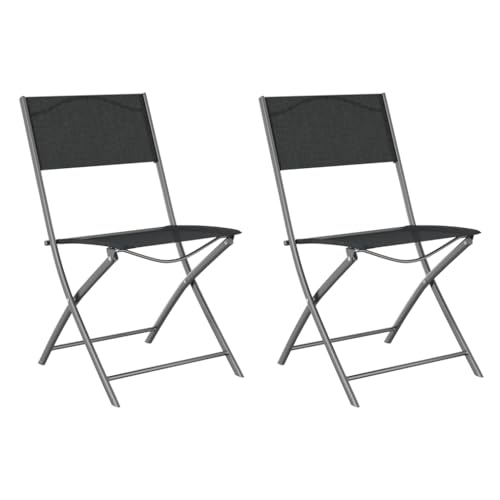 Generisch Kangmusi Klappbare Gartenstühle 2 STK. Schwarz Stahl und Textilene, Schwarz 318766 von Generisch