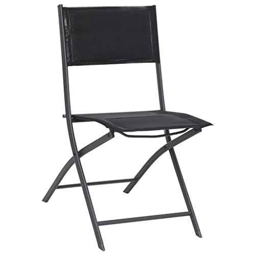 Generisch Kangmusi Klappbare Gartenstühle 4 STK. Stahl und Textilene, Schwarz 313083 Generisch Kangmusi Klappbare Gartenstühle 4 STK. Stahl und Textilene, Schwarz 313083 von Generisch
