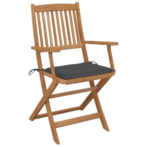 Generisch Kangmusi Klappbare Gartenstühle mit Kissen 8 STK. Massivholz Akazie, Anthrazit 3075085 von Generisch