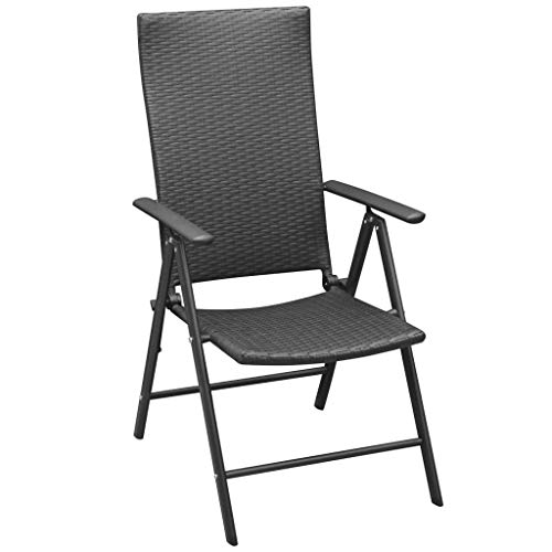 Generisch Kangmusi Stapelbare Gartenstühle 2 STK. Poly Rattan Schwarz, Schwarz 42796 von Generisch