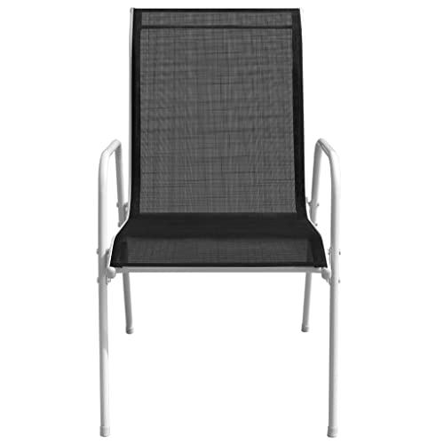Generisch Kangmusi Stapelbare Gartenstühle 2 STK. Stahl und Textilene Schwarz, Schwarz 313070 von Generisch