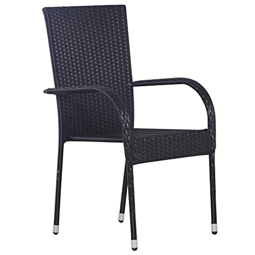Generisch Kangmusi Stapelbare Gartenstühle 6 STK. Poly Rattan Schwarz, Schwarz 310087 von Generisch