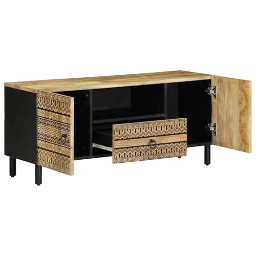 Generisch Kangmusi TV-Schrank Schwarz 105x33,5x46 cm Raues Mangoholz, Schwarz 4018642 Generisch Kangmusi TV-Schrank Schwarz 105x33,5x46 cm Raues Mangoholz, Schwarz 4018642 von Generisch