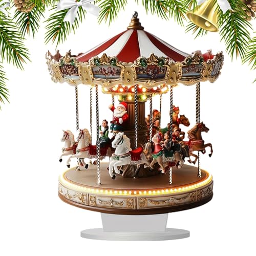 Generisch Karussell-Dekoration, Weihnachtskarussell-Dekoration - Weihnachtsszene Acryl 2D Karussell - Weihnachtskarussell, Tischdekoration, Dorfszene für Weihnachten von Generisch