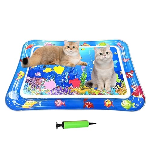 Generisch Katzen Wasserkissen,Aufblasbares Haustier Wasserbett 66x47 cm | rutschfeste Kratzbrett wasserdichte Kühlmatte Für Innen Außen Welpen von Generisch