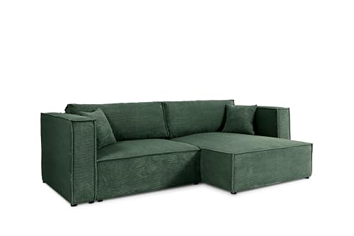 Generisch Keymon Cord Ecksofa mit Schlaffunktion und Bettkasten, Schlafsofa mit 200 x 135 cm Liegefläche, Cord L Form Sofa (POSO 014) von Generisch