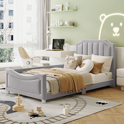 Generisch Kinderbett Polsterbett 90 * 200cm Schlafsofa Bettgestell Flanell Multifunktionsweichbett mit Rückenlehne Armlehne Eltern-Kind-Bett Jugendbett Gästebett Grau Generisch Kinderbett Polsterbett 90 * 200cm Schlafsofa Bettgestell Flanell Multifunktionsweichbett mit Rückenlehne Armlehne Eltern-Kind-Bett Jugendbett Gästebett Grau von Generisch