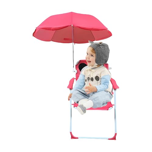 Generisch Kinderstuhl Mit Sonnenschirm | Faltbarer Sitz Für Sand | Tragbarer Wind- Und Sandfester Camping Stuhl Für Urlaub Reisen Park Garten Pool Entspannung von Generisch