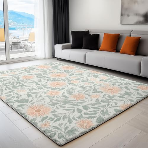 Generisch Kinderteppich 140x200 cm Blumenmuster Pfirsich Läufer Flur Teppich, Waschbar Kurzflor Weich rutschfest Print Teppiche für Küche Schlafzimmer Badezimmer Flur Büro, Hellgrün Generisch Kinderteppich 140x200 cm Blumenmuster Pfirsich Läufer Flur Teppich, Waschbar Kurzflor Weich rutschfest Print Teppiche für Küche Schlafzimmer Badezimmer Flur Büro, Hellgrün von Generisch