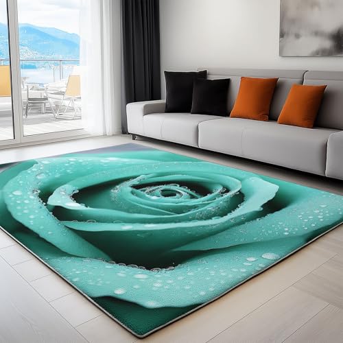 Generisch Kinderteppich 140x200 cm Rosentautropfen Läufer Flur Teppich, Waschbar Kurzflor Weich rutschfest Print Teppiche für Küche Schlafzimmer Badezimmer Flur Büro, Blaugrün Generisch Kinderteppich 140x200 cm Rosentautropfen Läufer Flur Teppich, Waschbar Kurzflor Weich rutschfest Print Teppiche für Küche Schlafzimmer Badezimmer Flur Büro, Blaugrün von Generisch
