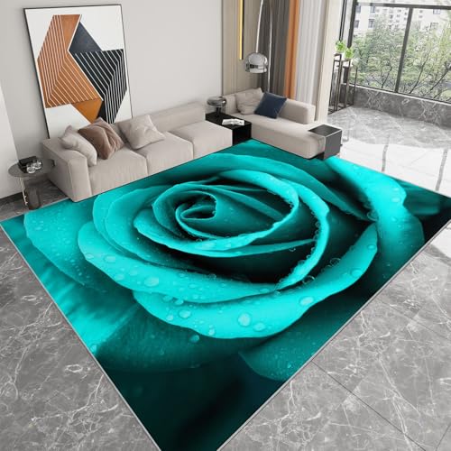 Generisch Kinderteppich 60x90 cm Fotografie-Stil Rosen Läufer Flur Teppich, Waschbar Kurzflor Weich rutschfest Print Teppiche für Küche Schlafzimmer Badezimmer Flur Büro, Türkis Generisch Kinderteppich 60x90 cm Fotografie-Stil Rosen Läufer Flur Teppich, Waschbar Kurzflor Weich rutschfest Print Teppiche für Küche Schlafzimmer Badezimmer Flur Büro, Türkis von Generisch