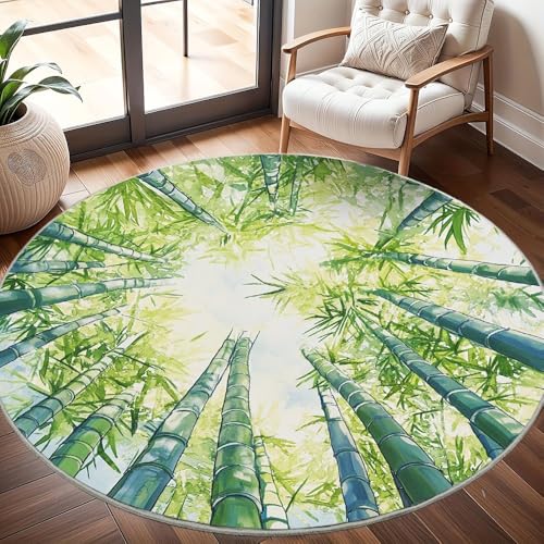 Generisch Kinderzimmer Teppich Rund 200 cm, Modern Flauschig Kurzflor Aquarell-Bambuswaldlandschaft Waschbar Runder Teppich, TüRkis Rutschfester Teppiche für Wohnzimmer Schlafzimmer Dekoration Generisch Kinderzimmer Teppich Rund 200 cm, Modern Flauschig Kurzflor Aquarell-Bambuswaldlandschaft Waschbar Runder Teppich, TüRkis Rutschfester Teppiche für Wohnzimmer Schlafzimmer Dekoration von Generisch