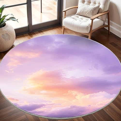 Generisch Kinderzimmer Teppich Rund 200 cm, Modern Flauschig Kurzflor Rosa Himmelsmuster Waschbar Runder Teppich, Rosa Lila Rutschfester Teppiche für Wohnzimmer Schlafzimmer Dekoration Generisch Kinderzimmer Teppich Rund 200 cm, Modern Flauschig Kurzflor Rosa Himmelsmuster Waschbar Runder Teppich, Rosa Lila Rutschfester Teppiche für Wohnzimmer Schlafzimmer Dekoration von Generisch