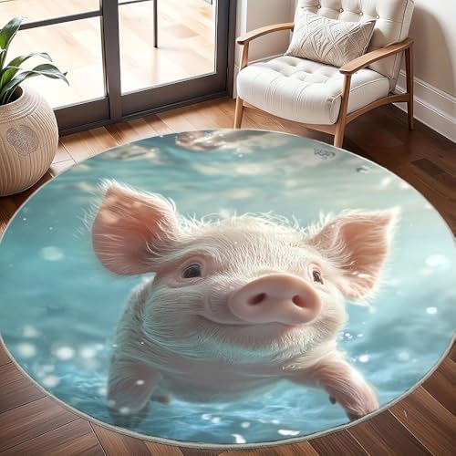 Generisch Kinderzimmer Teppich Rund 200 cm, Modern Flauschig Kurzflor SüßEs Ferkel Waschbar Runder Teppich, Aqua Rutschfester Teppiche für Wohnzimmer Schlafzimmer Dekoration Generisch Kinderzimmer Teppich Rund 200 cm, Modern Flauschig Kurzflor SüßEs Ferkel Waschbar Runder Teppich, Aqua Rutschfester Teppiche für Wohnzimmer Schlafzimmer Dekoration von Generisch
