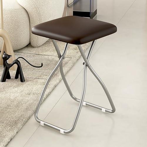 Generisch Klappbarer Barhocker 46cm Sitzhocker mit Gepolsteter Sitzfläche, Universal Klapphocker Moderner Barstühle Belastbarkeit 150 Kg(Brown) von Generisch