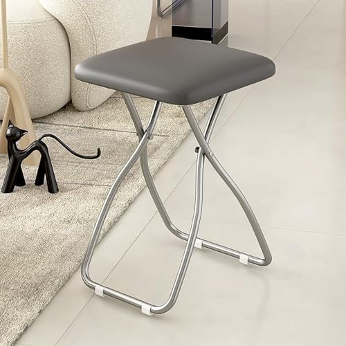 Generisch Klappbarer Barhocker 46cm Sitzhocker mit Gepolsteter Sitzfläche, Universal Klapphocker Moderner Barstühle Belastbarkeit 150 Kg(Gray) von Generisch