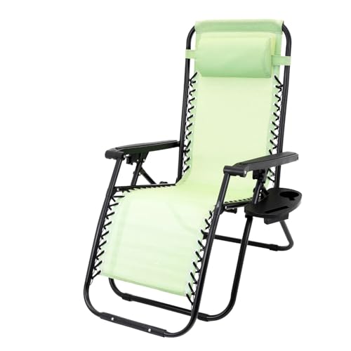 Generisch Klappbarer Zero-Gravity-Liegestuhl mit Verstellbarer Rückenlehne, atmungsaktivem Textilbezug und Kopfstütze – ideal für Garten, Balkon, Terrasse oder Strand (Limette) von Generisch