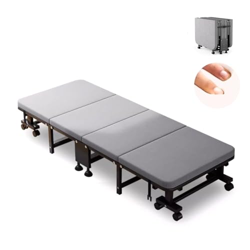 Generisch Klappbett Gästebett mit Matratze, Tragbares Klappbett für Erwachsene, 360° Räder, Sechsfach Verstellbare Rückenlehne, Belastbarkeit 280kg von Generisch