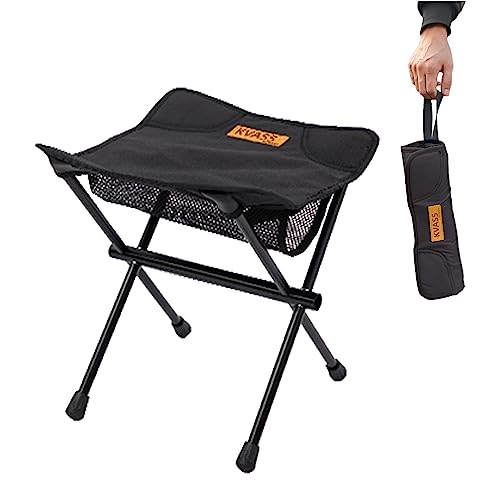 Klapphocker Faltbarer Hocker Campinghocker Tragbarer Klapphocker mit Ultraleichtem Aluminiumrahmen Stahl leicht und stabil für Angeln Wandern Camping Picknick Reisen (Black) von Generisch