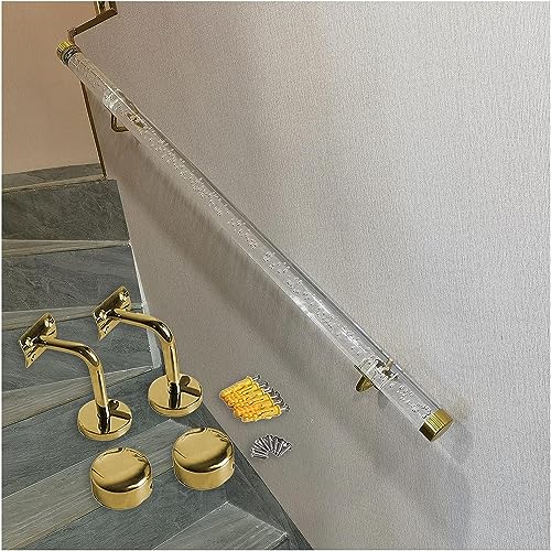 Generisch Klare Acryl-Handlauf-Wandhalterung Treppengeländerhalterungen Mobilitätshilfen for Treppen(Gold,400cm(13ft)) von Generisch
