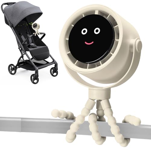 Generisch Klemmbarer Kinderwagen Ventilator | Tragbarer Clip-Lüfter Für Kühlung | 5 Geschwindigkeitsstufen Aufladbar Baby Must-Haves 360° Drehbar Reisezubehör Outdoor Sommer Camping von Generisch