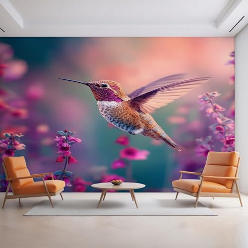 Generisch Kolibri Tapete, Fototapete Vogel Lila Blumen, Vliestapete für Schlafzimmer Wohnzimmer, Wand Deko Tapeten, Wandverkleidung 300x210 cm D&O59 Generisch Kolibri Tapete, Fototapete Vogel Lila Blumen, Vliestapete für Schlafzimmer Wohnzimmer, Wand Deko Tapeten, Wandverkleidung 300x210 cm D&O59 von Generisch