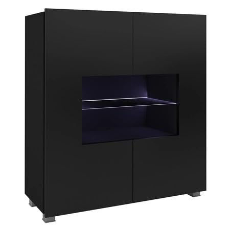 Generisch Kommode 100 cm schwarz Hochglanz mit Glasfront – Apulia – stilvolle Kommode im minimalistischen Design für Wohnzimmer oder Flur – Elegante Front, klare Linien und Moderne Aufbewahrung Generisch Kommode 100 cm schwarz Hochglanz mit Glasfront – Apulia – stilvolle Kommode im minimalistischen Design für Wohnzimmer oder Flur – Elegante Front, klare Linien und Moderne Aufbewahrung von Generisch