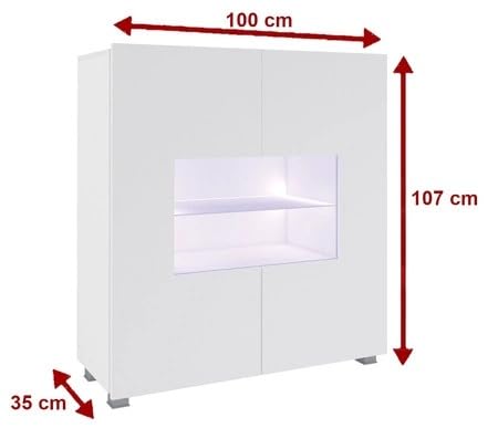 Generisch Kommode 100 cm weiß Hochglanz mit Glasfront – Apulia – stilvolle Kommode im minimalistischen Design für Wohnzimmer oder Flur – Elegante Front, klare Linien und funktionale Aufbewahrung Generisch Kommode 100 cm weiß Hochglanz mit Glasfront – Apulia – stilvolle Kommode im minimalistischen Design für Wohnzimmer oder Flur – Elegante Front, klare Linien und funktionale Aufbewahrung von Generisch